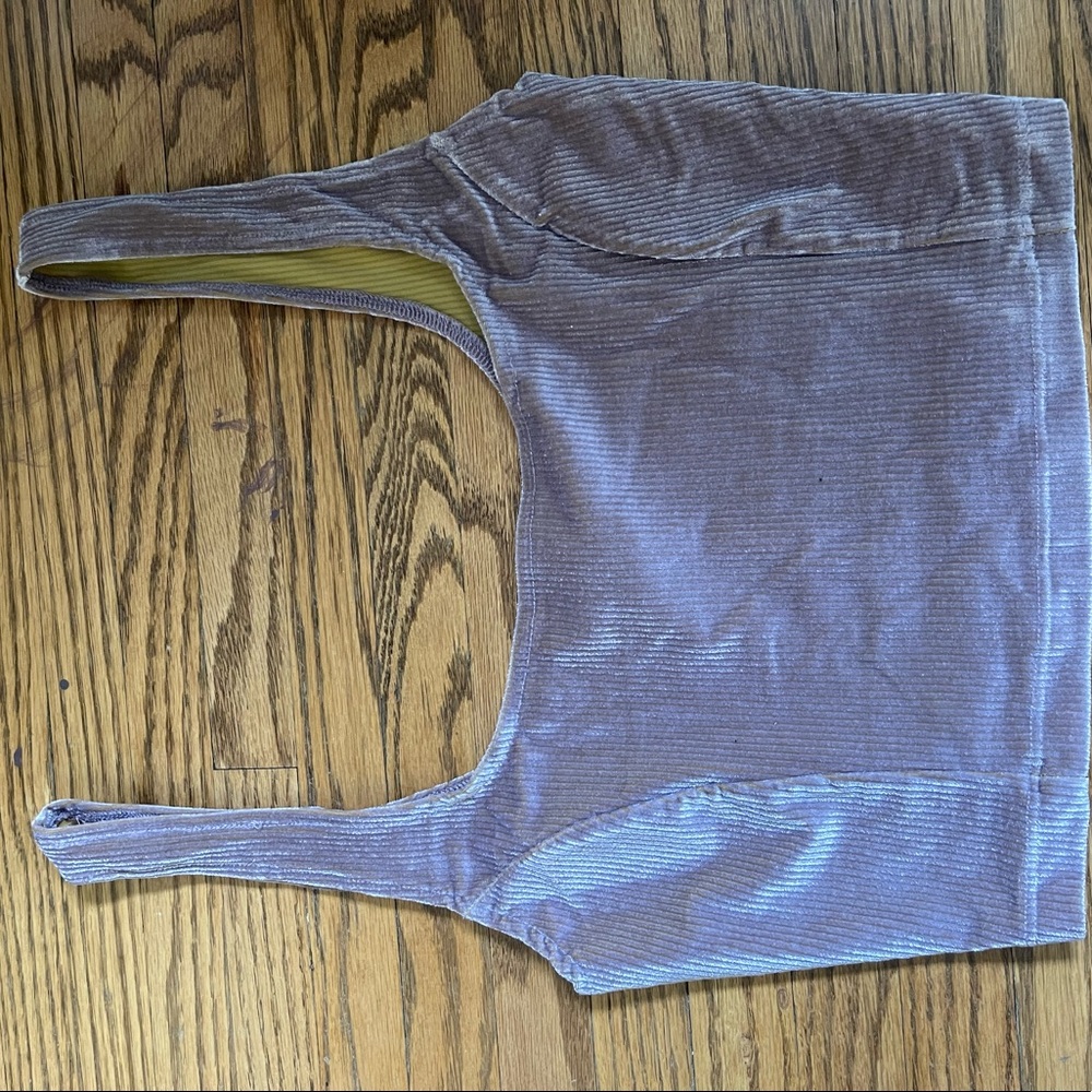 Velour ribbed purple cropped tank